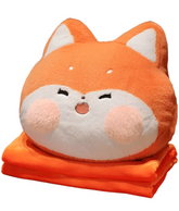 Cushion cozies are perfect for chilly days! This multifunctional plushie combines the softness of a huggable pillow with the coziness of a built-in hand warmer, all in an adorable cat design. 
Shaped like a charming fox with sweet embroidered details, it’s perfect for animal lovers of all ages. High quality and well constructed to keep its shape for a long time, you can also tuck your hands into the hidden pocket for instant warmth and cozy relaxation.